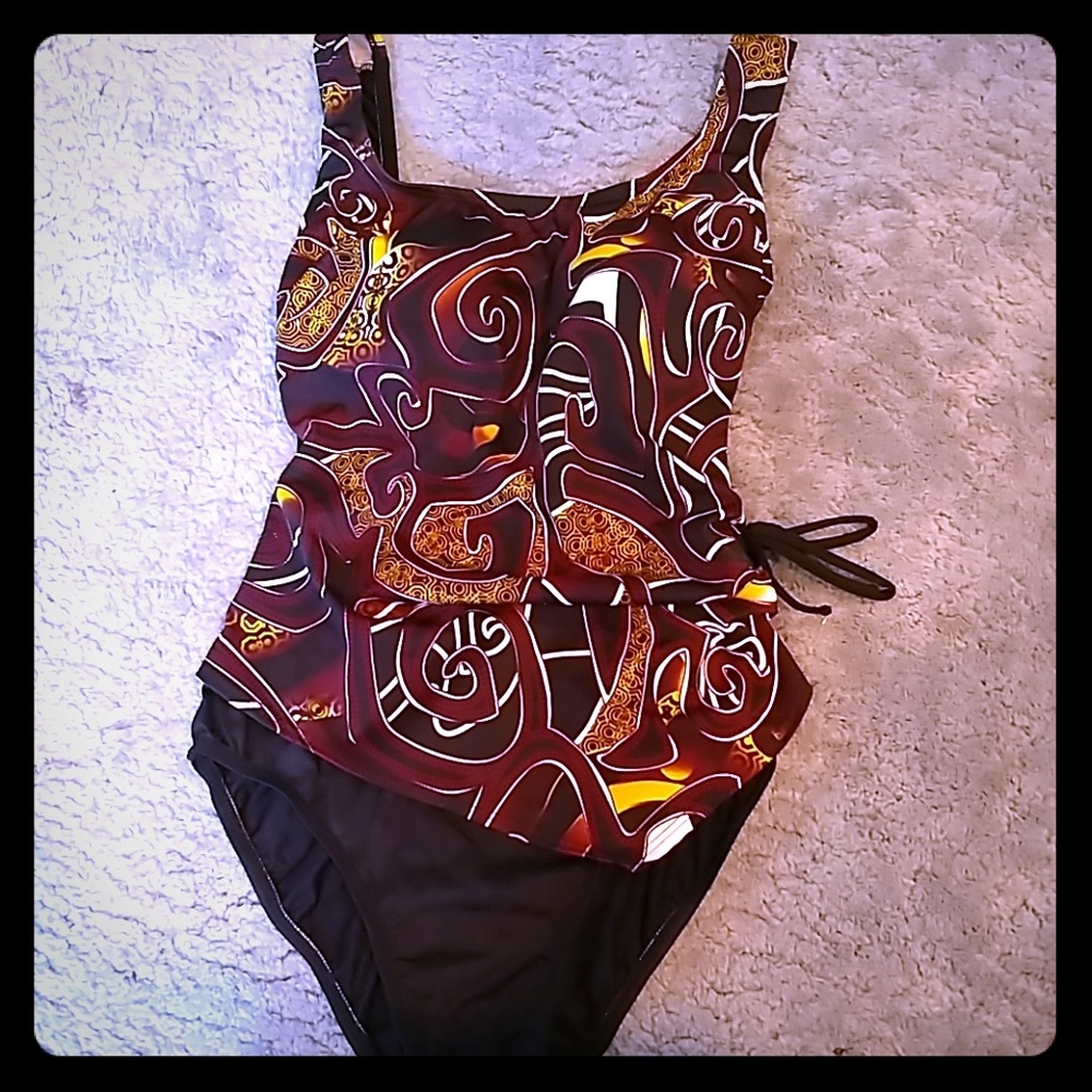 Alicia Simone Swim | Maroon and Gold One piece